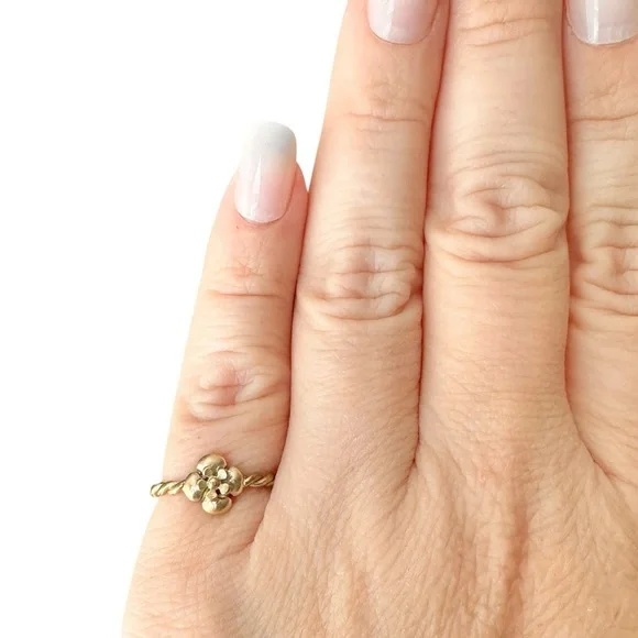 Chanel Gold B13 Camellia Flower Twist Band Ring with Box Size 6 - Picture 4 of 15